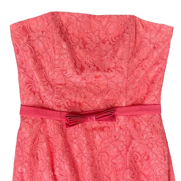 Vintage Jessica McClintock Pink Floral Lace Strapless Mermaid Maxi Dress size 10 - Picture 12 of 14